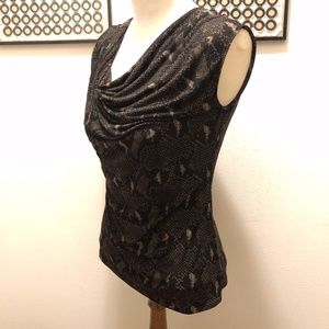 Tahari Asymetrical Slinky Snake Print Top S/P